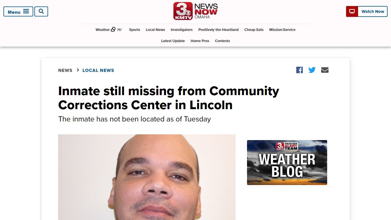 Inmate missing from Community Corrections Center in Lincoln